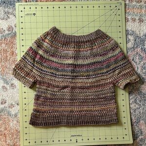 Mocha Mousse Brown Multicolor Striped Cropped Knit Sweater
